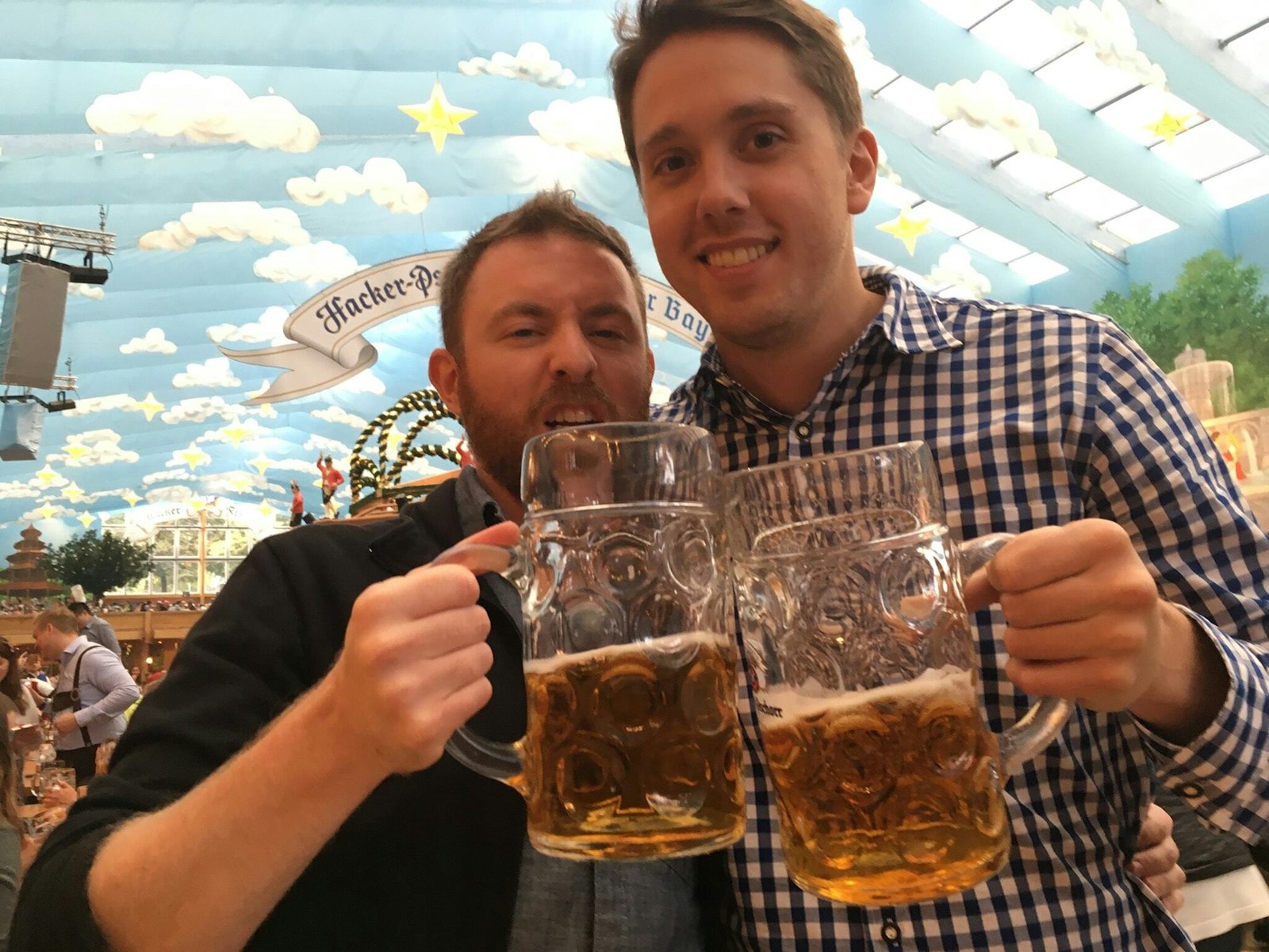 Dan and a friend enjoying a beer at Oktoberfest